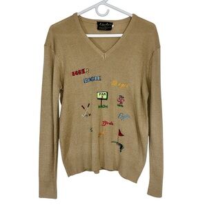 Vintage Andreno Argenti Golf Theme V-Neck Sweater